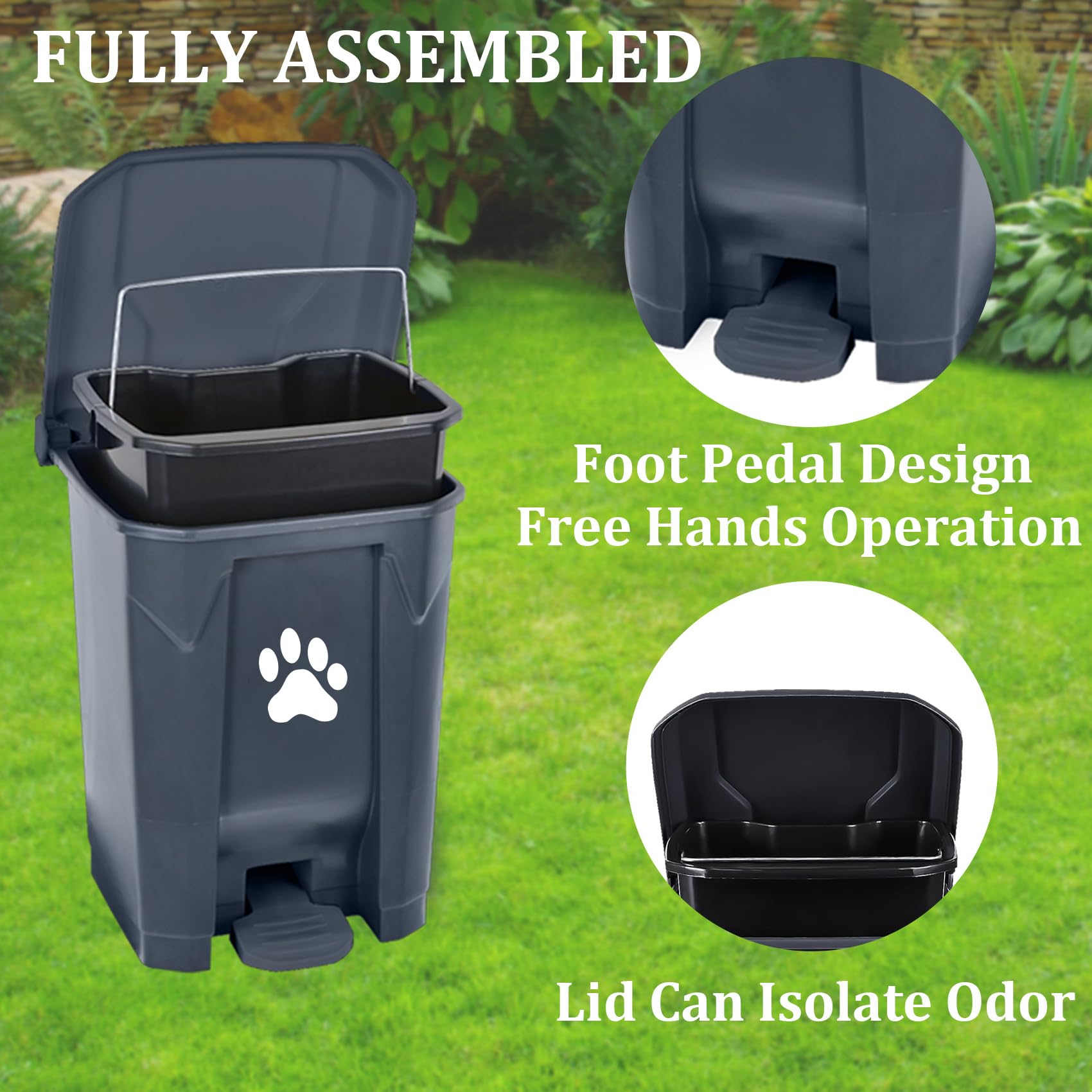 Mayayaday Outdoor Dog Poop Trash Can Dog Waste Trash Can With Lid And Removable Inner Bin For Yard Garden, Includes Pooper Scoop